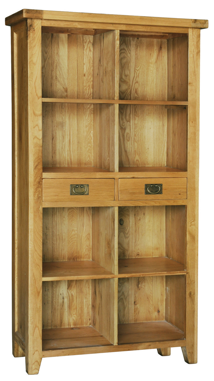 Provence Oak Bookcase With 2 Drawers - Click Image to Close